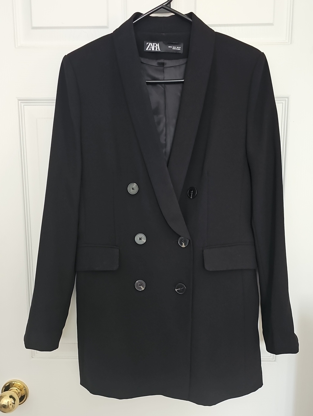 Zara Black Double-Breasted Blazer Jacket